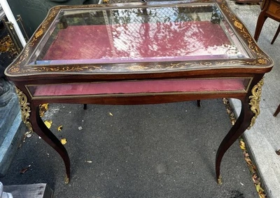 Antique French Louis XV Bijouterie Vitrine Rosewood Inlaid Flip Top DisplayTable - Image 1 of 4