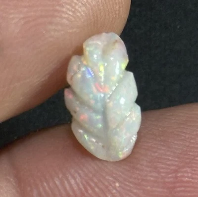 1.35ct 11x6x4mm Little Carved Leaf Colorful Coober Pedy Australian Opal Gemstone - Image 1 of 4