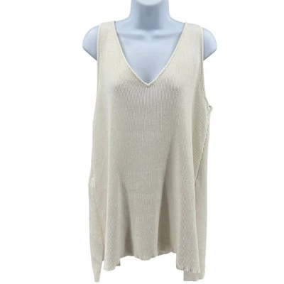 Legoe Heritage Maternidad Tejido Tanque WMNS 1 Blanco Cuello en V Acanalado Cremallera Lateral Elástico Foto 1 de 4