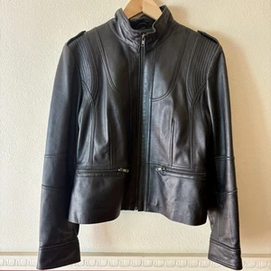 Giacca pelle Kenneth Cole Reaction vintage donna XL full zip moto morbida - Foto 1 di 15