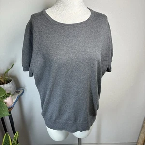 Lands’ End Women’s XL 18 ~ Gray Short Sleeve Crew Neck Sweater Tee Shirt - Picture 1 of 11