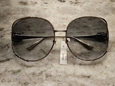 RARO GUCCI ROJO BLANCO AZUL WEB RETRO OVALADO DORADO DOBLE G GAFAS DE SOL DE GRAN TAMAÑO Foto 1 de 4