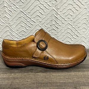 Born Shoes Brown Leather Round Toe Clogs Size 7 Slip On Buckle Casual Loafer NWT - Picture 1 of 9