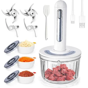 Electric Meat Grinder, Food Processor, USB Charging Wireless Food Processor w... - Picture 1 of 7