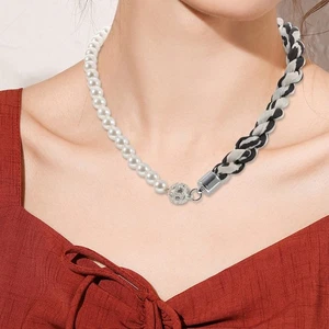 Scarf Necklace Women's Miss Pearl Collar Chain Choker Necklaces for Girls - Picture 1 of 6