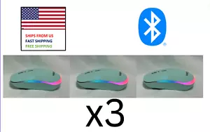 x3 Aqua RGB LED Wireless Mouse Rechargeable Bluetooth Dongle Receive 2.4G - Picture 1 of 12