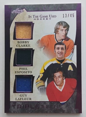 2023 Leaf ITG Used Triple Relic Clarke / Esposito / Lafleur /45 - Image 1 of 2