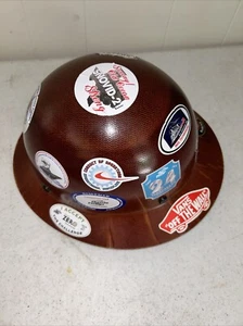 Vintage MSA Skullgard Full Brim Hard Hat With Ratchet Suspension Cool Stickers - Picture 1 of 5