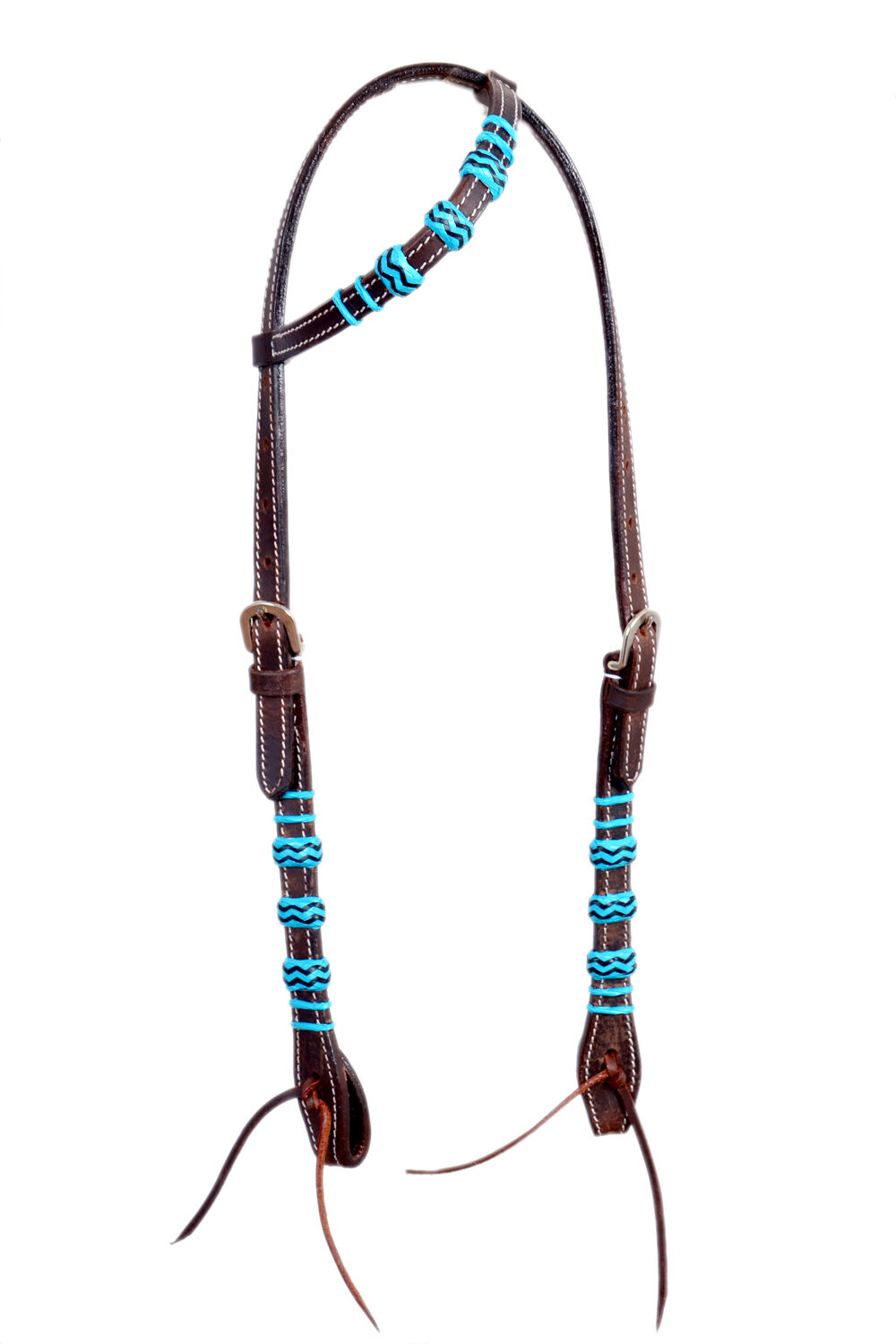 Western Dark Oil Leather Rawhide Braided Split Reins with Quick Release 96" Long 