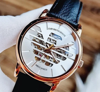 Emporio Armani Automatic Rose Gold Tone Leather Band Watch AR60031 - Image 1 of 4