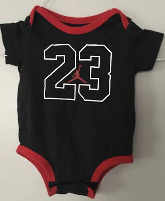 Jordan Baby Boys Red Black Logo One Piece Nike Bodysuit Romper Outfit Top 6 Mos - Image 1 of 3