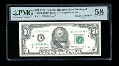 DBR 1977 $50 FRN Cleveland Fr. 2119-D PMG 58 Serial D17606435A - Image 1 of 2