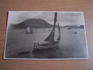 Vintage RP Postcard View of Hong Kong from the Sea Chinese Junks China - Picture 1 of 2