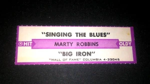 JUKEBOX STRIP (1) MARTY ROBBINS Singing The Blues/Big Iron 45 RPM-L@@K! - Picture 1 of 1
