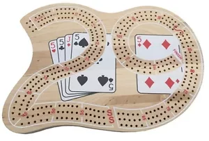 QUALITY LARGE THICK WOODEN CRIBBAGE BOARD - 3 TRACKS INCLUDING PEGS - Picture 1 of 3