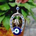 Rear View Mirror Evil Eye Navy Blue Horseshoe with Elephant Hanging Ornament