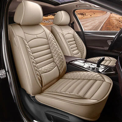 For Volkswagen Tiguan 2009-2024 Car 5-Seat Covers Premium PU Leather Pad Beige - Image 1 of 4