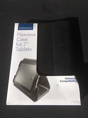 Insignia - FlexView Folio Case for Most 7" Tablets - Black - Image 1 of 4