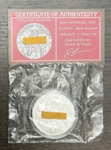 STL Mint Spicy Silver Topless Towing 1 Oz .999 Silver Round W/ COA LTD 500 - Picture 1 of 2