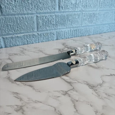 Conjunto de facas e servidores para bolo de casamento cristal chumbo 24% Fifth Avenue - Imagem 1 de 4