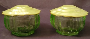 Vintage Vaseline Glass Bowls with Lids - Picture 1 of 15