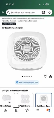Colector de polvo para uñas MelodySusie con filtro reutilizable, potente ventilador de vacío Foto 1 de 4