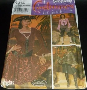 Lady Pirate Swashbuckler Renaissance Pants Top Skirt Costume Sewing Pattern 6-12 - Picture 1 of 2