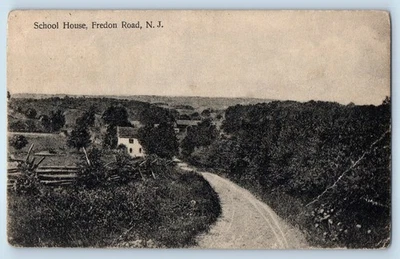 1912 Fredon Road New Jersey NJ Vintage Postcard School House Street Road Trees - Image 1 of 2