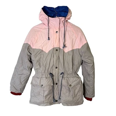 Swan Vintage 80s Down Colorblock Pink and Gray Ski Jacket Size M Retro Ski — 第 1/4 张图片