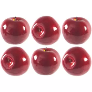 6er Pack Künstlicher Jonathan Nova Apfel Große Glänzende Früchte Runde Rote Äpfel Fake - Bild 1 von 3