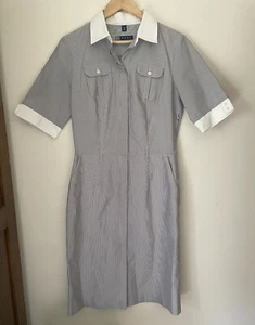 MITCH DOWD Ladies vintage utility dress size 10 - pinstripe, Collared, pockets - Picture 1 of 18