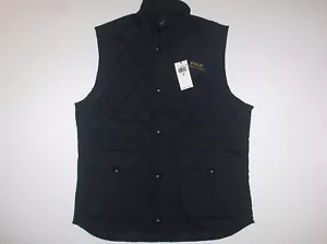 POLO RALPH LAUREN Men's Zipper Zip Iconic Diamond Quilted Vest, Jacket, BLACK - Picture 1 of 19