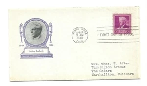 WG 876 3c dirección mecanografiada Luther Burbank, Ioor FDC - Imagen 1 de 1