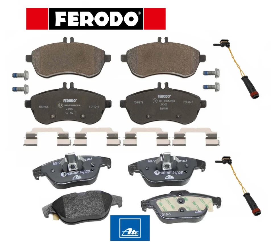 Juego de pastillas de freno delanteras y traseras OEM + sensor (no deportivo) para Mercedes C250 C300 Foto 1 de 1