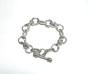 Mexican Taxco Sterling Silver Oval Round Link Bracelet 8 in Vintage 31.3 g - Picture 1 of 6
