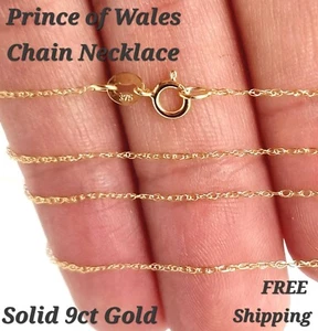 9ct Gold Chain Necklace Prince of Wales - 14inch - 0.8mm - Childs 9 Carat - Imagen 1 de 11