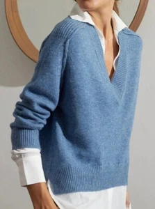Brochu Walker $378 Alum V Neck Layered Looker in Jean Melange; M - Picture 1 of 5