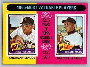 1975 Topps Baseball #203 1965 Mvp'S EX Willie Mays Zoilo Versalles - Picture 1 of 2