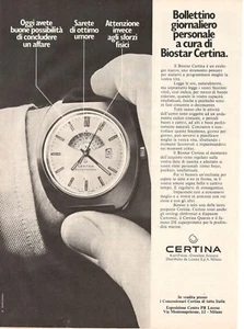CERTINA BIOSTAR ELECTRONIC Pubblicità 1 pagina 1974 originale OROLOGIO - Photo 1 sur 1