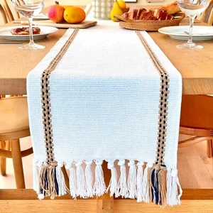 Boho Table Runner with Tassels 72 Inches Long for Dining Table Home Decor Modern - Picture 1 of 8