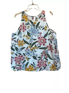 Old Navy Gap Women’s LARGE Luxe Floral Boho Tank Top Silky Soft Flowy Keyhole - Picture 1 of 18