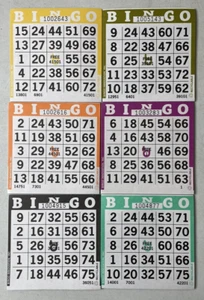 300 PAPER Bingo Game Cards Square 1 On Single Sheets 6 Assorted Colors 50 Each - Picture 1 of 7