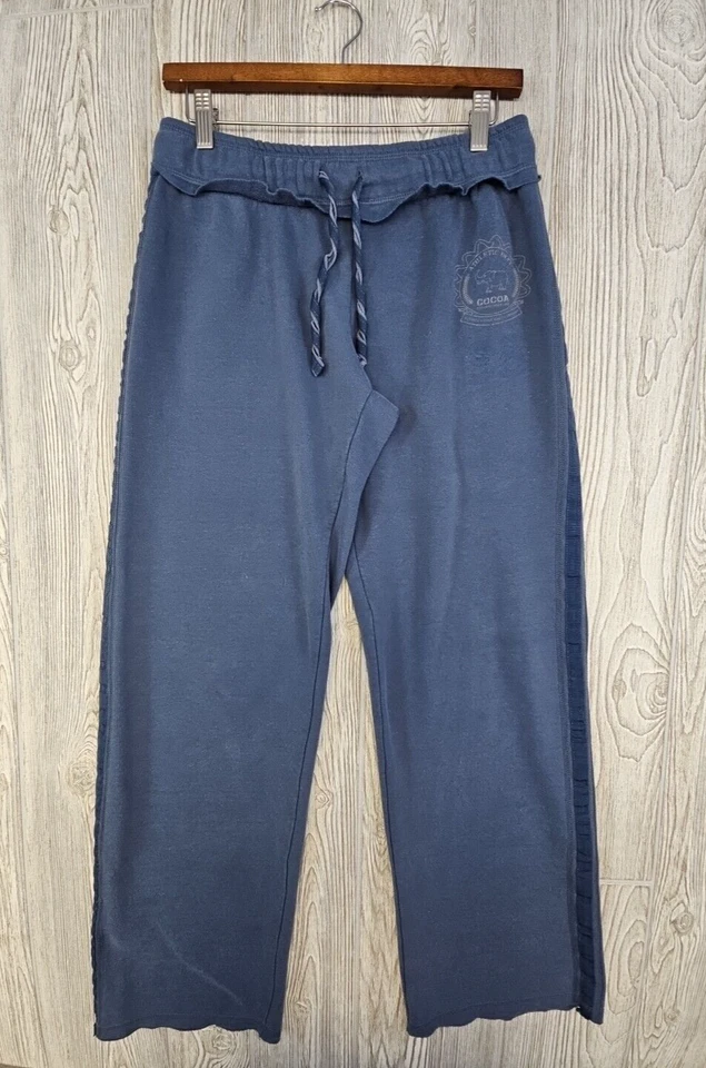 Calça de Moletom Feminina Vintage Autêntica Cacau M Azul Gráfico Macia Athleisure Lounge - Imagem 1 de 4