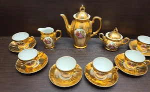 6x person Gold Gilded Espresso Coffee Set Cups Coffee pot 1st - Picture 1 of 7