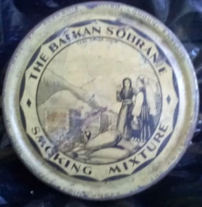 V SECOND HAND USED TOBACCO TIN 8 X 3 CM BALKAN SOBRANIE SMOKING MIXTURE - Picture 1 of 4