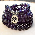 8Mm Amethyst 108 Buddha Beads Bracelet Spirituality Cuff Lucky Handmade Fancy