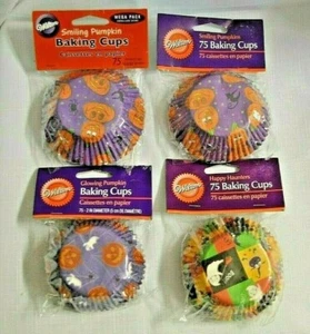 U PICK 75 unidades Wilton HALLOWEEN Cupcake Naranja Púrpura CALABAZA GATO LINERS PARA HORNEAR - Imagen 1 de 9