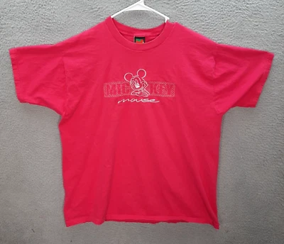 Vintage Disney Shirt Adult Extra Large Pink Mickey Mouse Embroidered 1990s Y2K - Image 1 of 4