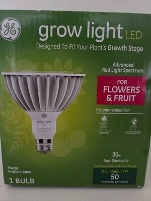 Светодиодный фонарь GE Grow 30 Вт для цветов/фруктов PAR38 среднее основание не регулируемая яркость - Изображение 1 из 3