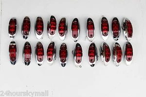 20 2.6" LED OBLONG CLEARANCE / SIDE MARKER LIGHTS RED W/ BEZEL TRUCK TRAILER RV - Picture 1 of 5